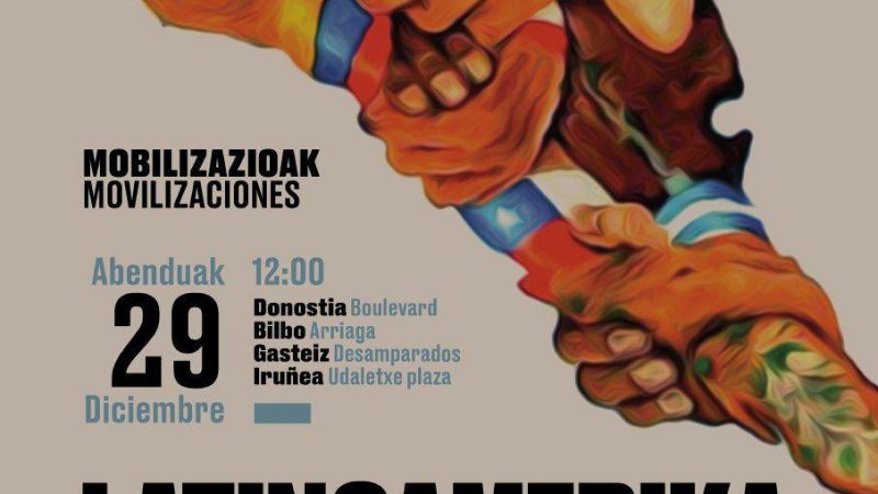 «América Latina unida, justa y en paz» –  29 diciembre convocatorias el en las capitales vascas